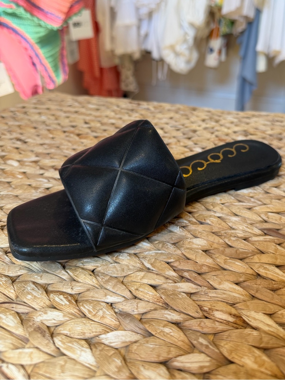 Cleo Quilted Slides Sandal Black |CCOCCI